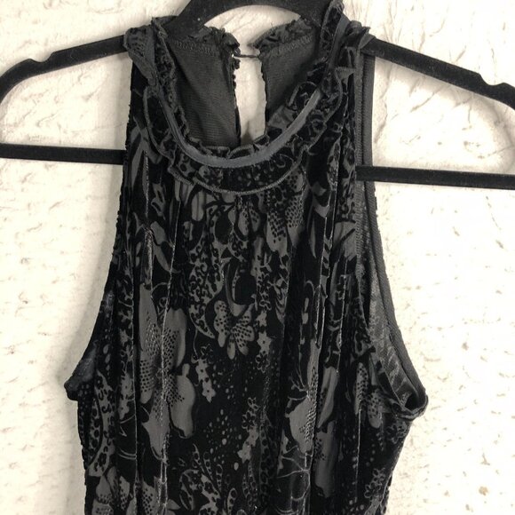 Vintage Lily Dress Womens Large Black Velvet Burnout Whimsigoth Halter Fairy - Picture 2 of 16